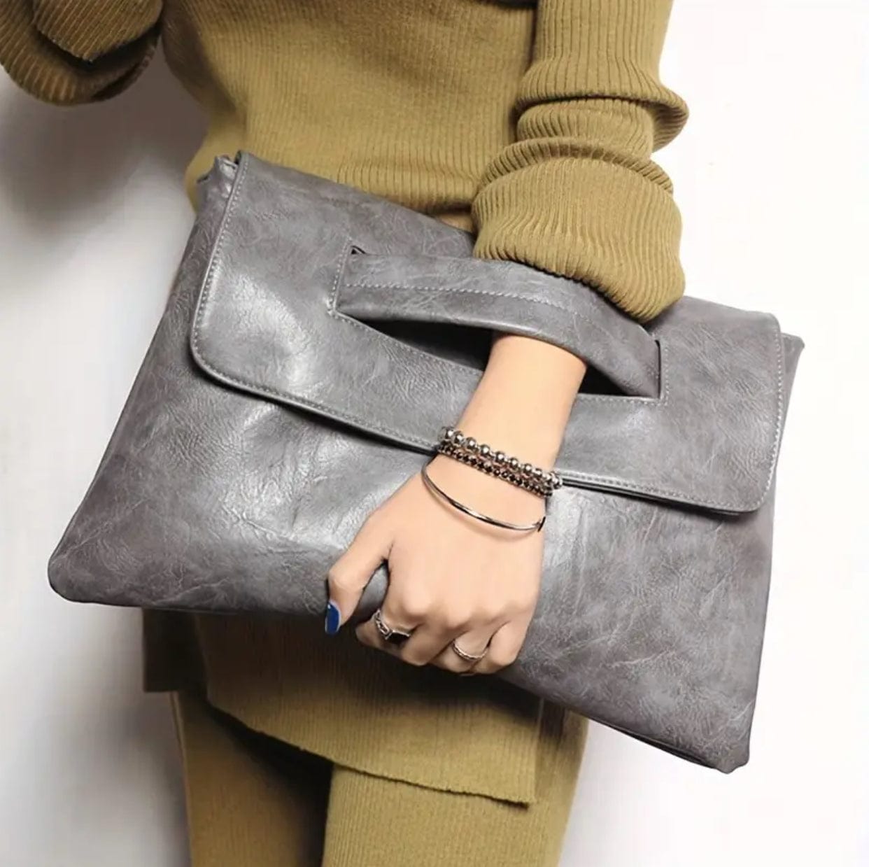 Large Retro PU Leather Clutch