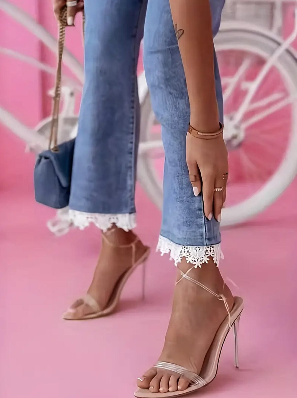 Stylish Lace-Trimmed Jeans