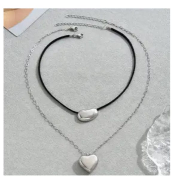 2pc Stainless Steel Heart Necklace