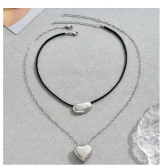 2pc Stainless Steel Heart Necklace