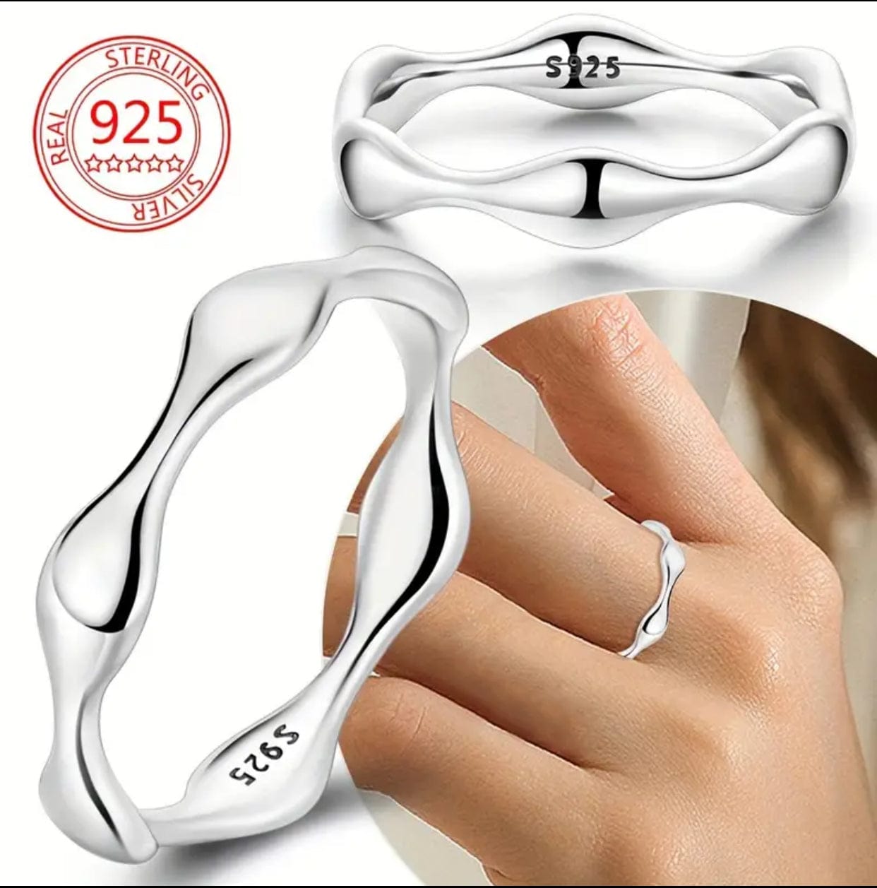 Sterling Silver Wavy Ring
