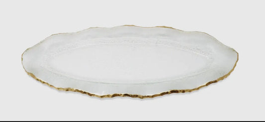Glass Plate w/ Gold Scalloped Rim