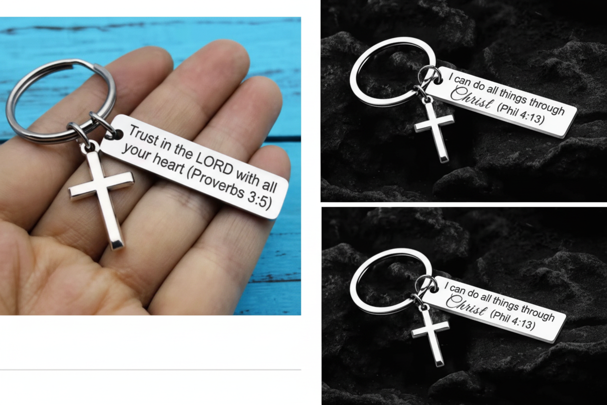 Silver Faith Based KeyChain