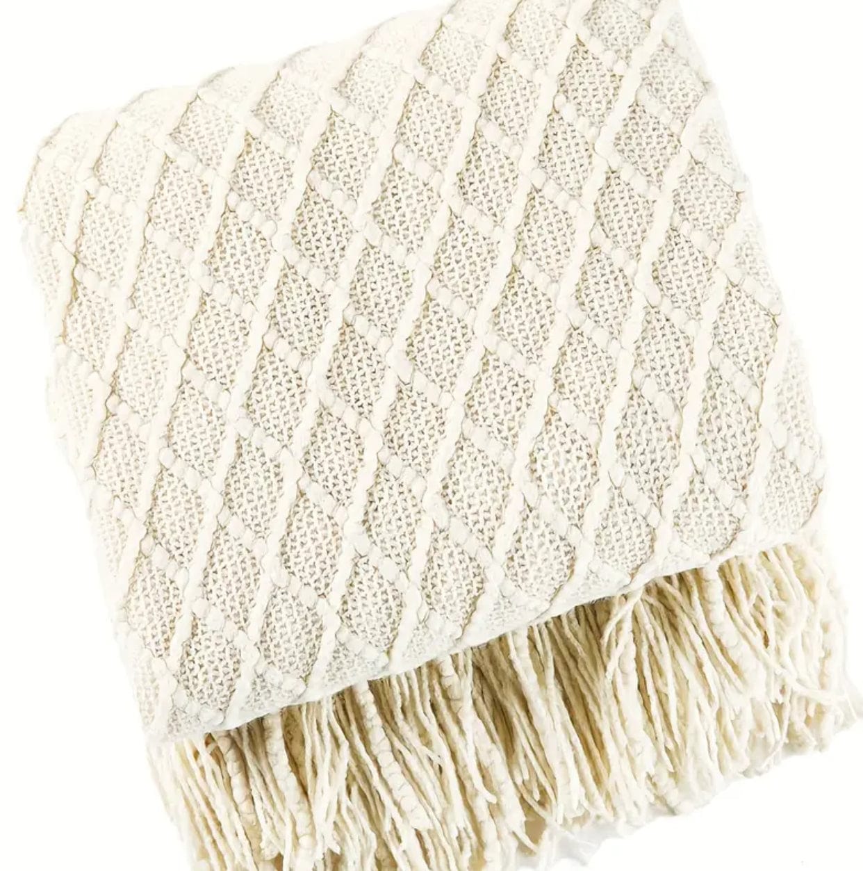 White Nordic Knitted Blanket
