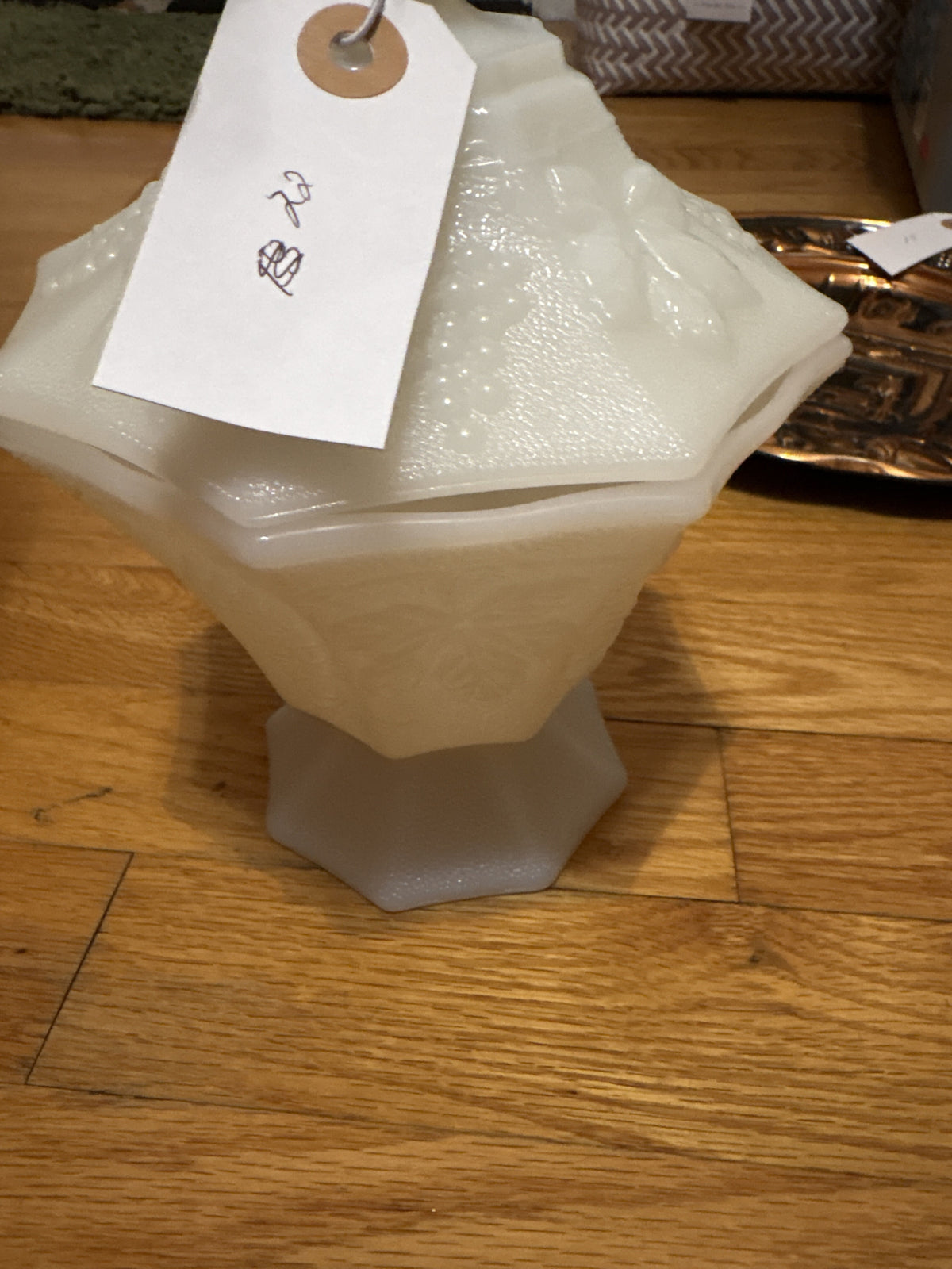 Milk glass candy dish