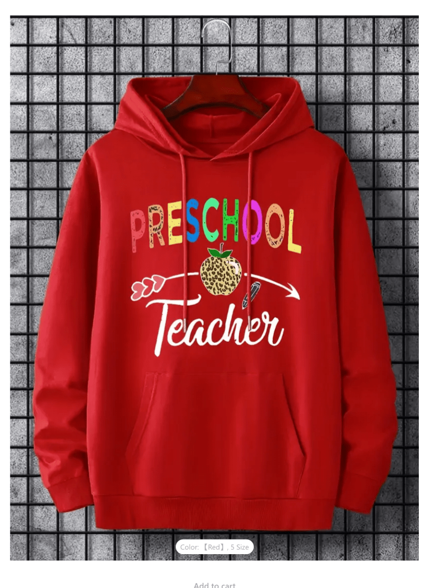 Preschool Teacher Printed Hooded Sweatshirt
