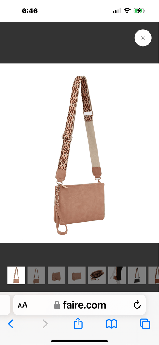 Small Guitar Strap Crossbody- Mauve