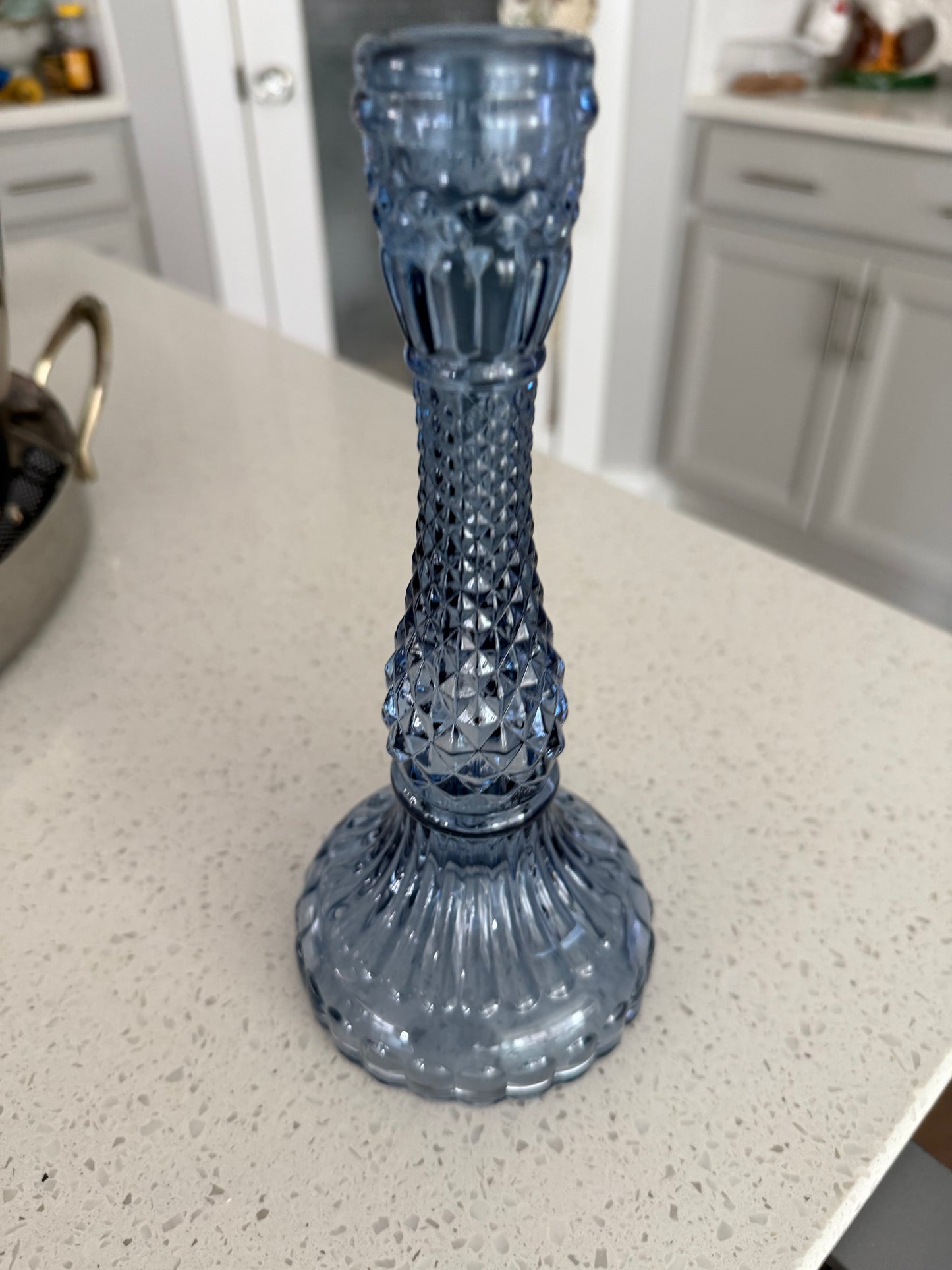 Blue Glass Taper Holder