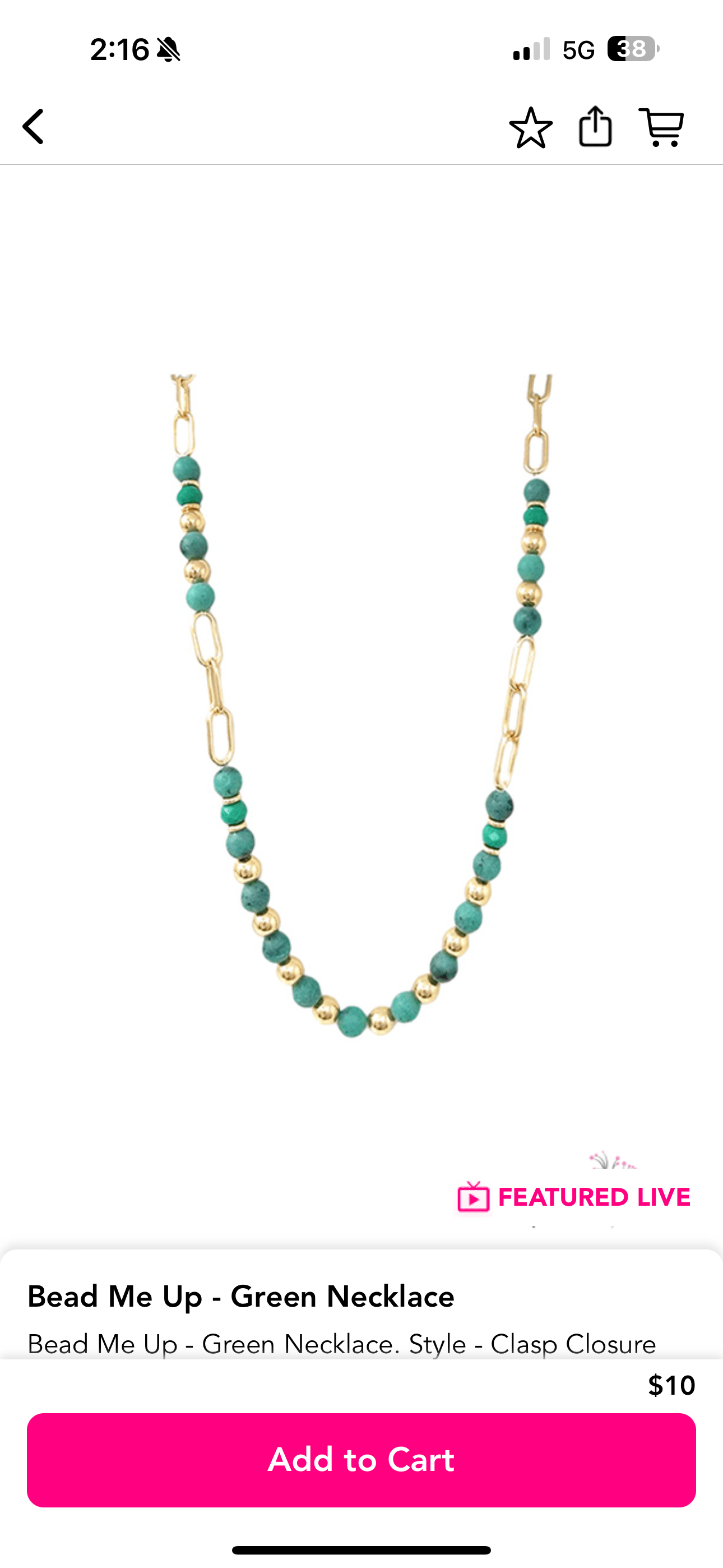 Green and Gold SS Beaded Necklace