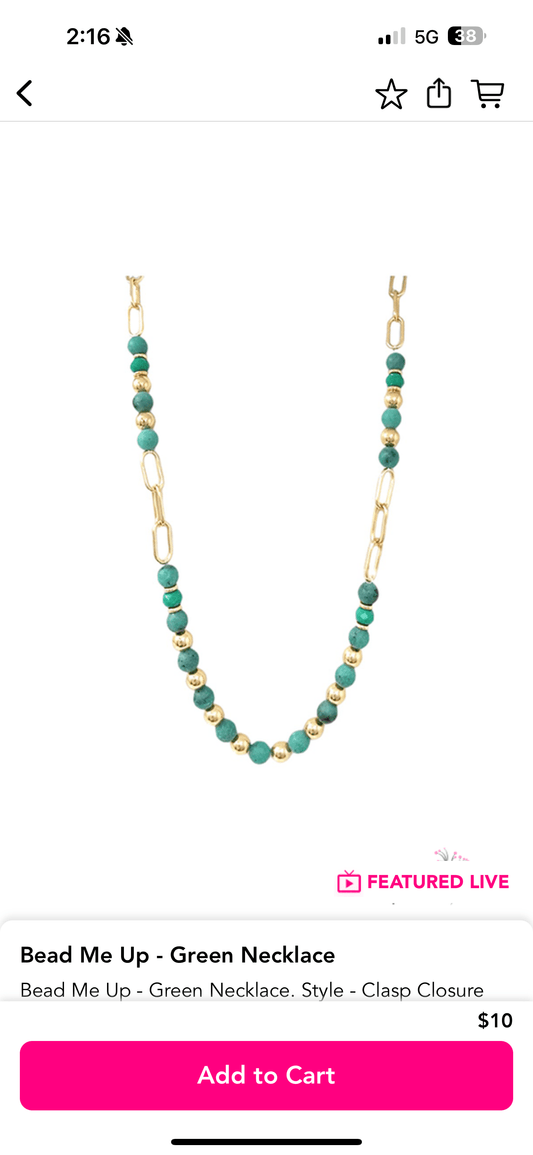 Green and Gold SS Beaded Necklace