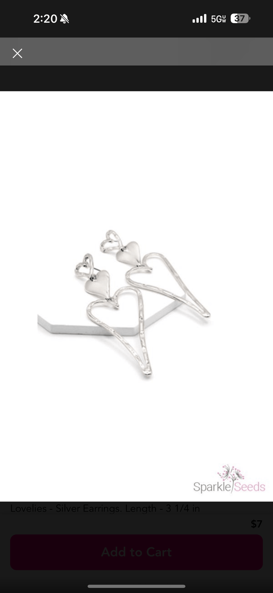 Large Long-gated Silver Hearts SS Earrings