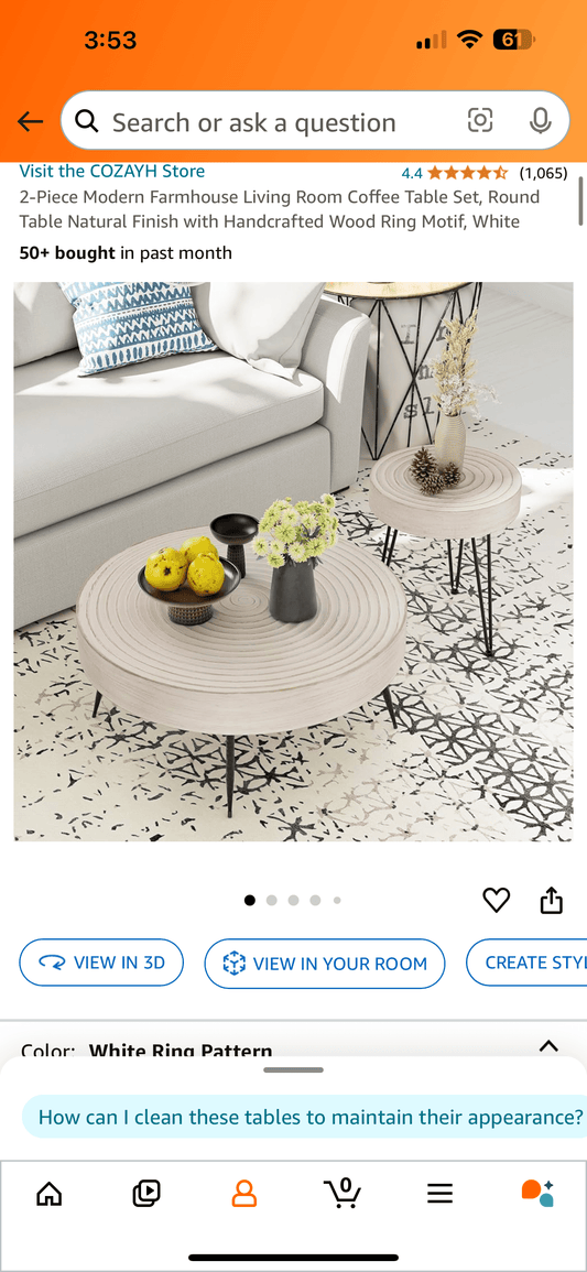 Farmhouse Coffee Table w/Side Table Set