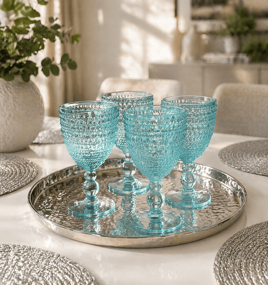 Stemmed Blue Hobnail
