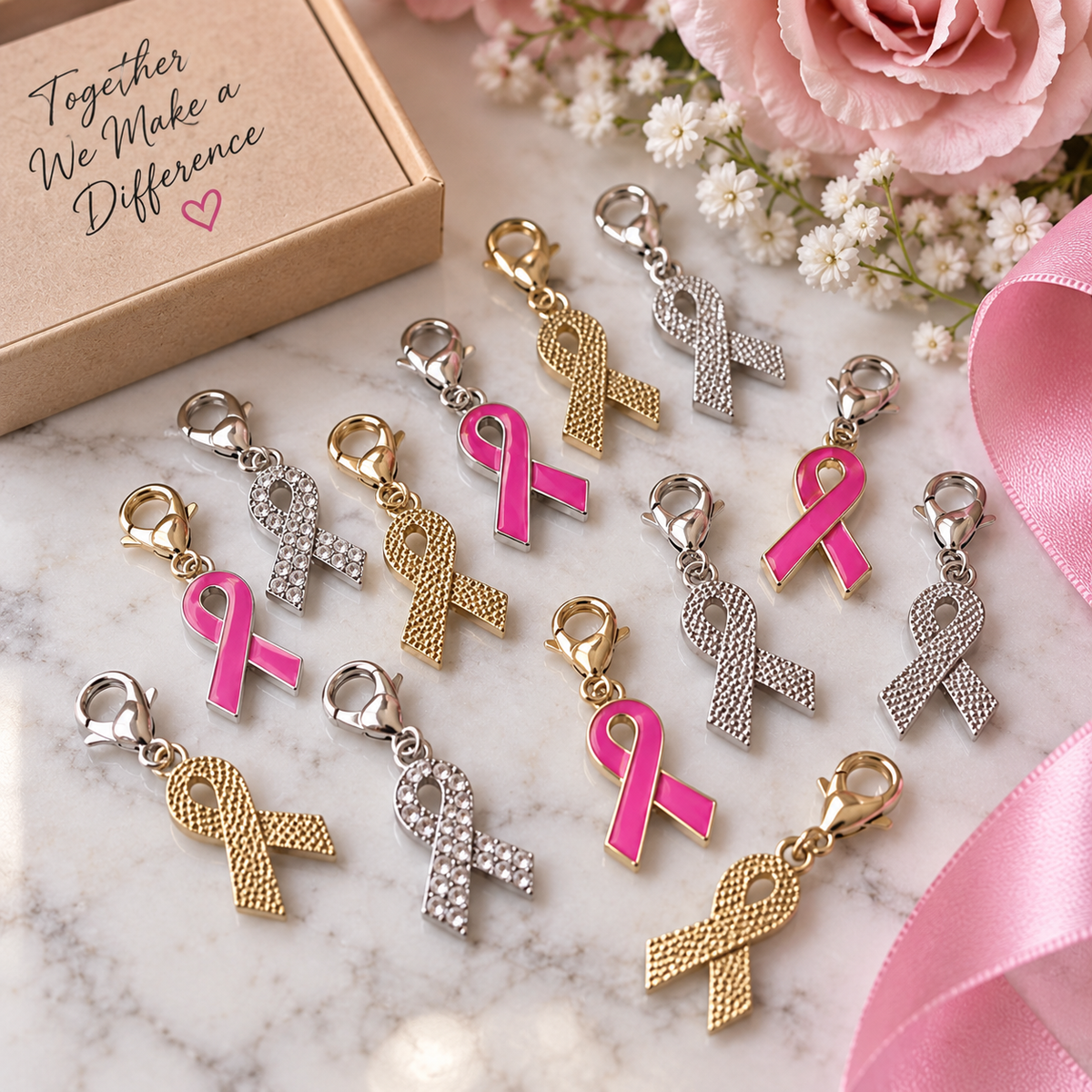 Cancer Ribbon Charms