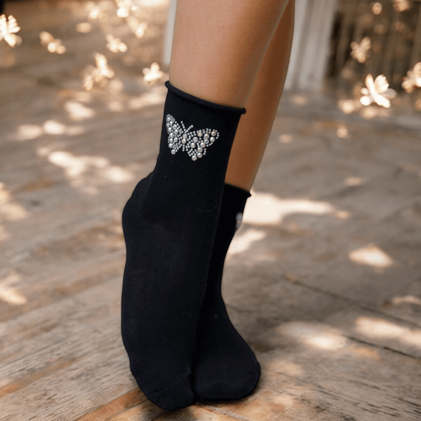 Black Butterfly Socks Life is Socks-Photoroom