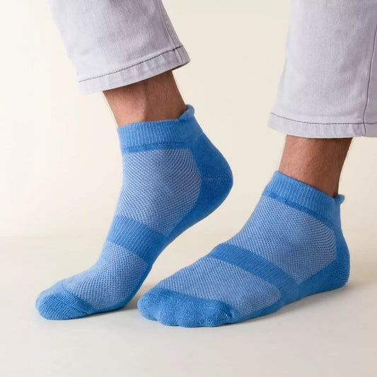 Mens and Womens Blue Bamboo Ankle Socks Life is Socks