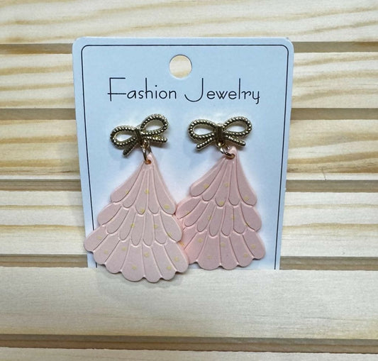 Pink/Gold Tree Earrings