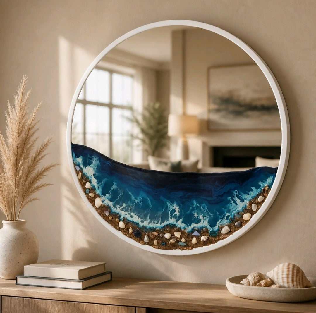 Mirror with sea scene