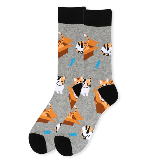 Mens Cat Socks Gray Life is Socks