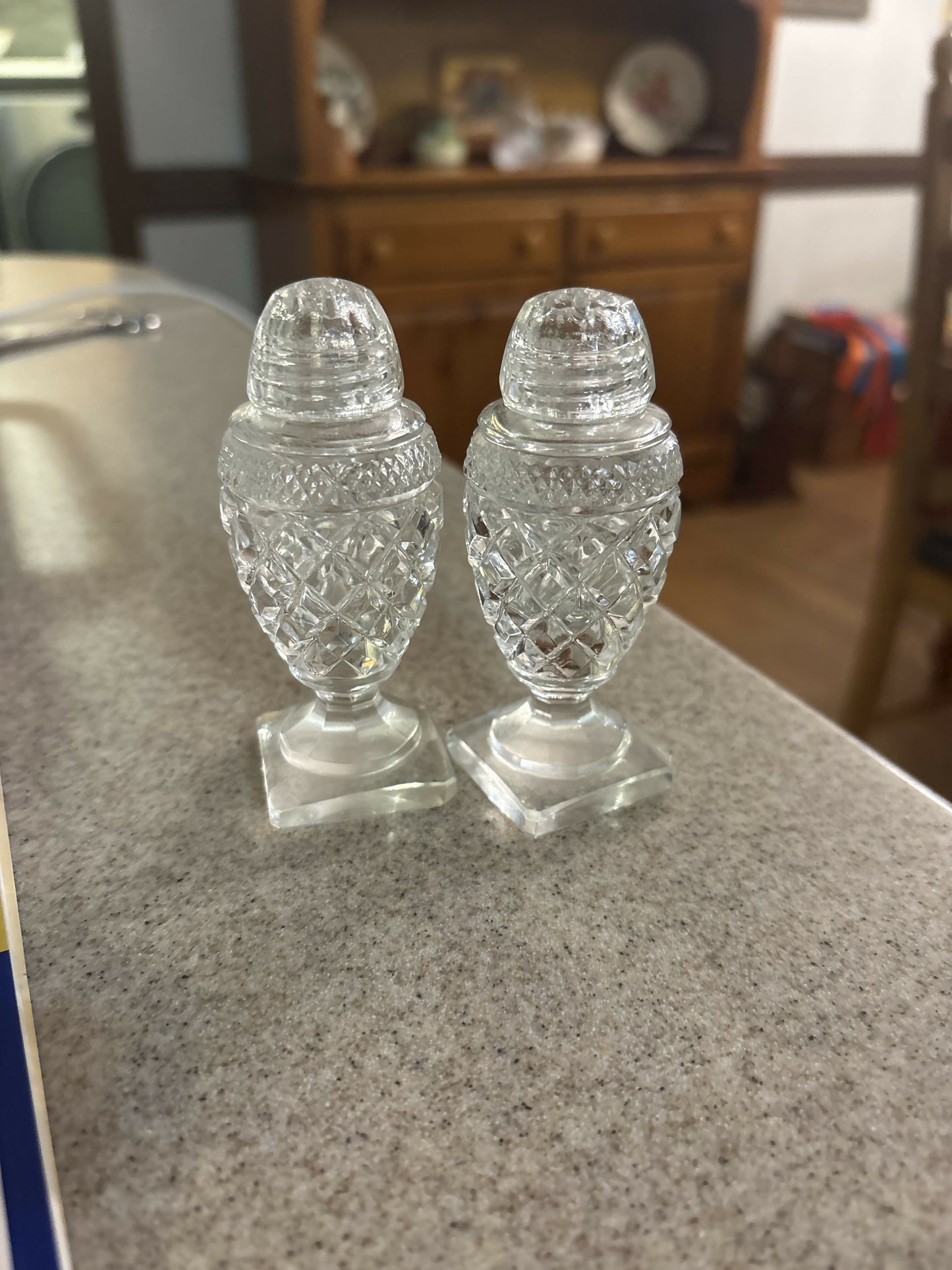Cut glass salt and pepper shaker