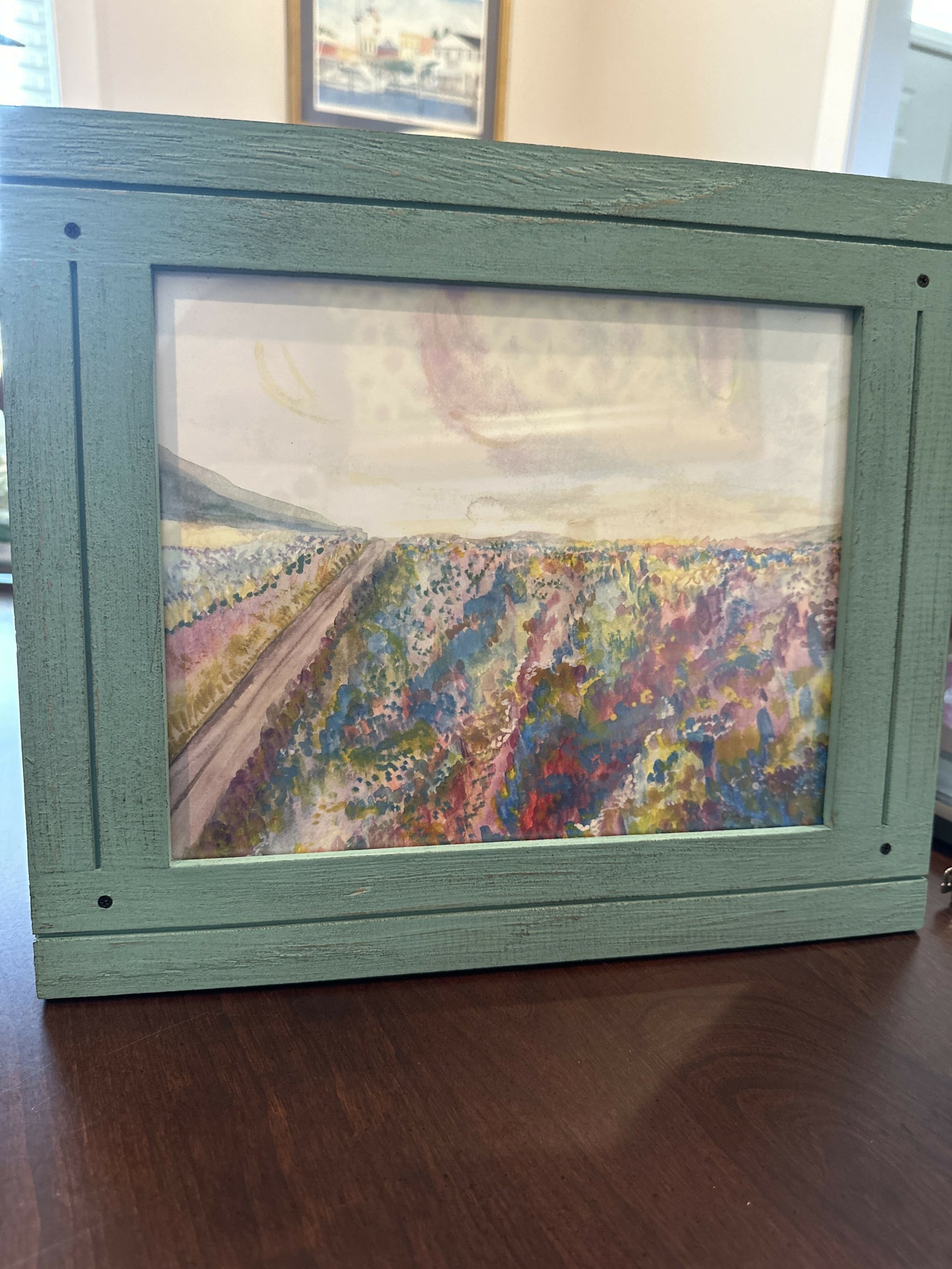 11x14 Print of Watercolor-Aqua Rustic Frame
