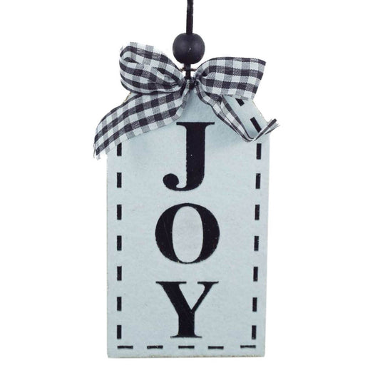"JOY" Tag Christmas Ornament-Black/White
