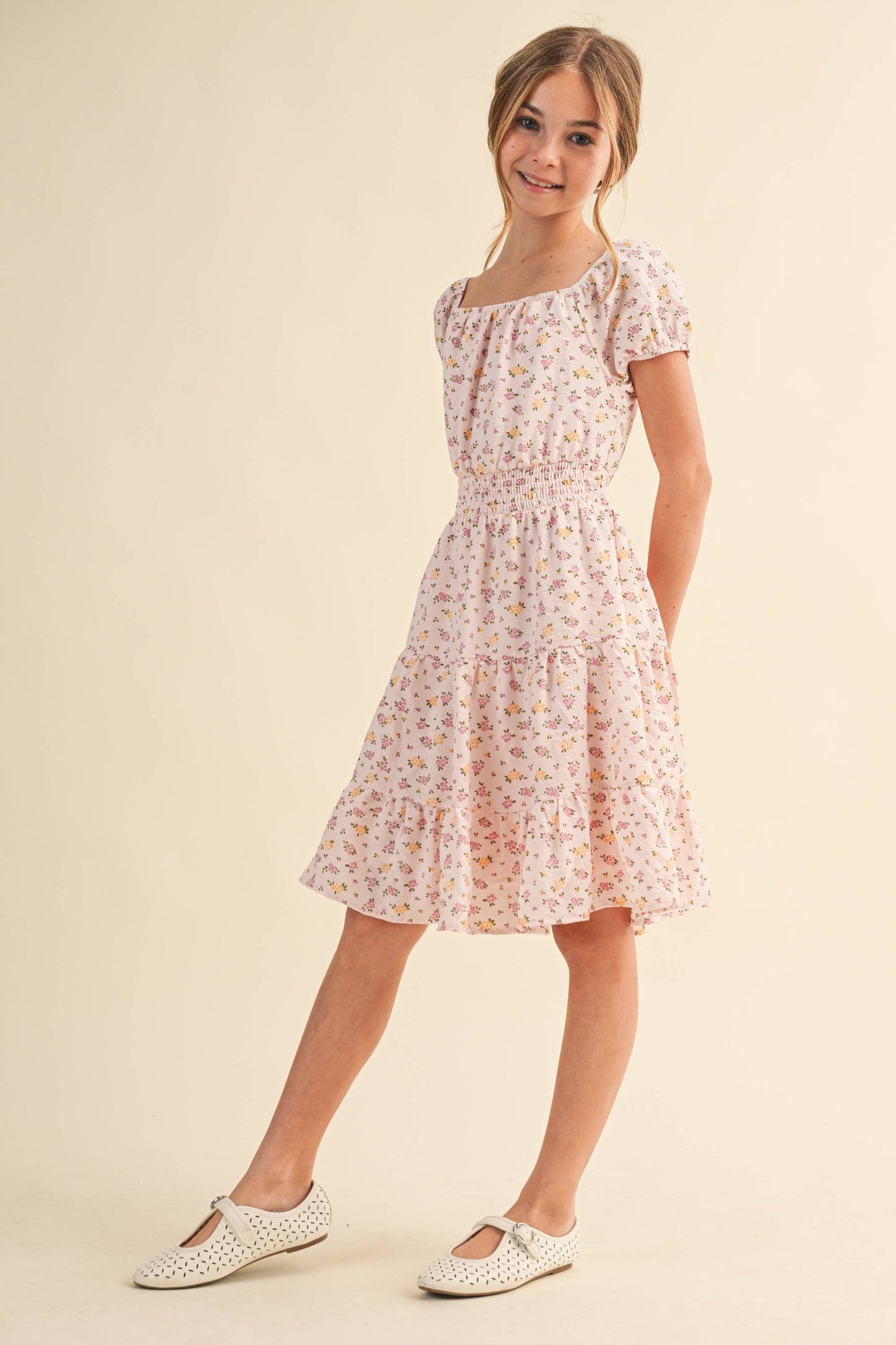 TWEEN KIDS GIRLS PEASANT PUFF SLV SMOCKED WAIST (7-12)