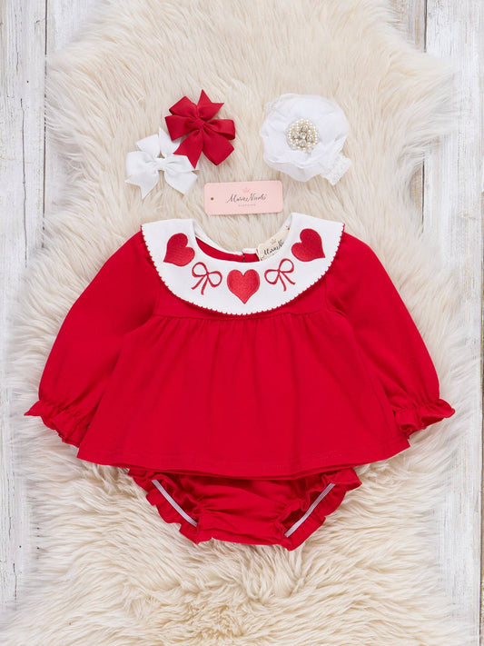 Ribbons & Hearts Embroidered Bloomers Outfit