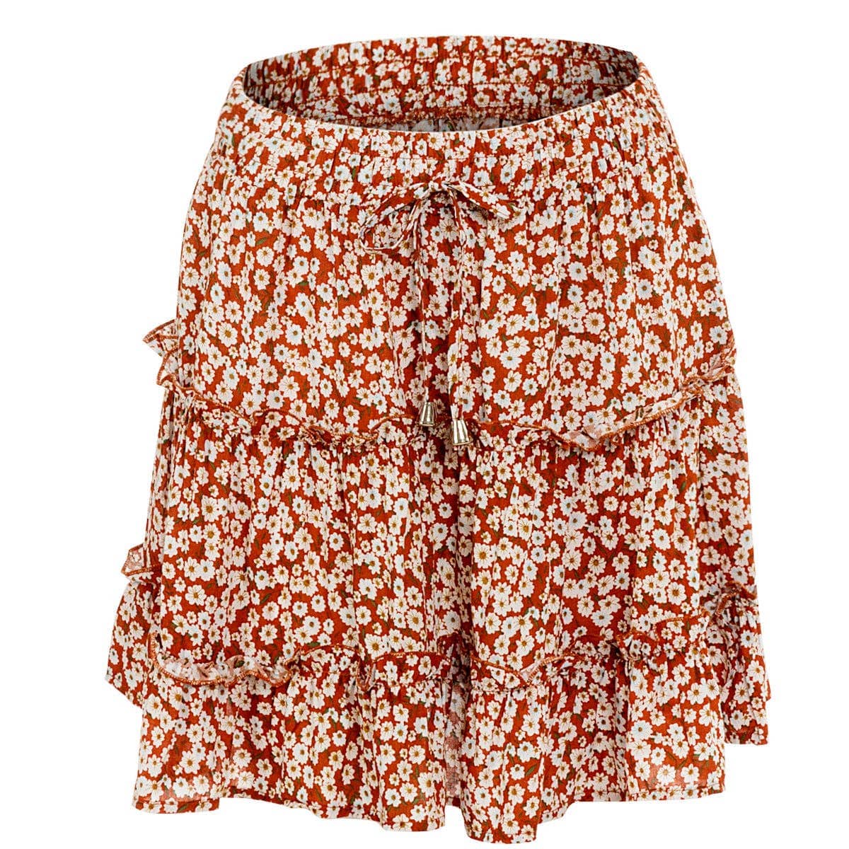 High Waist Ruffles Floral Skirt