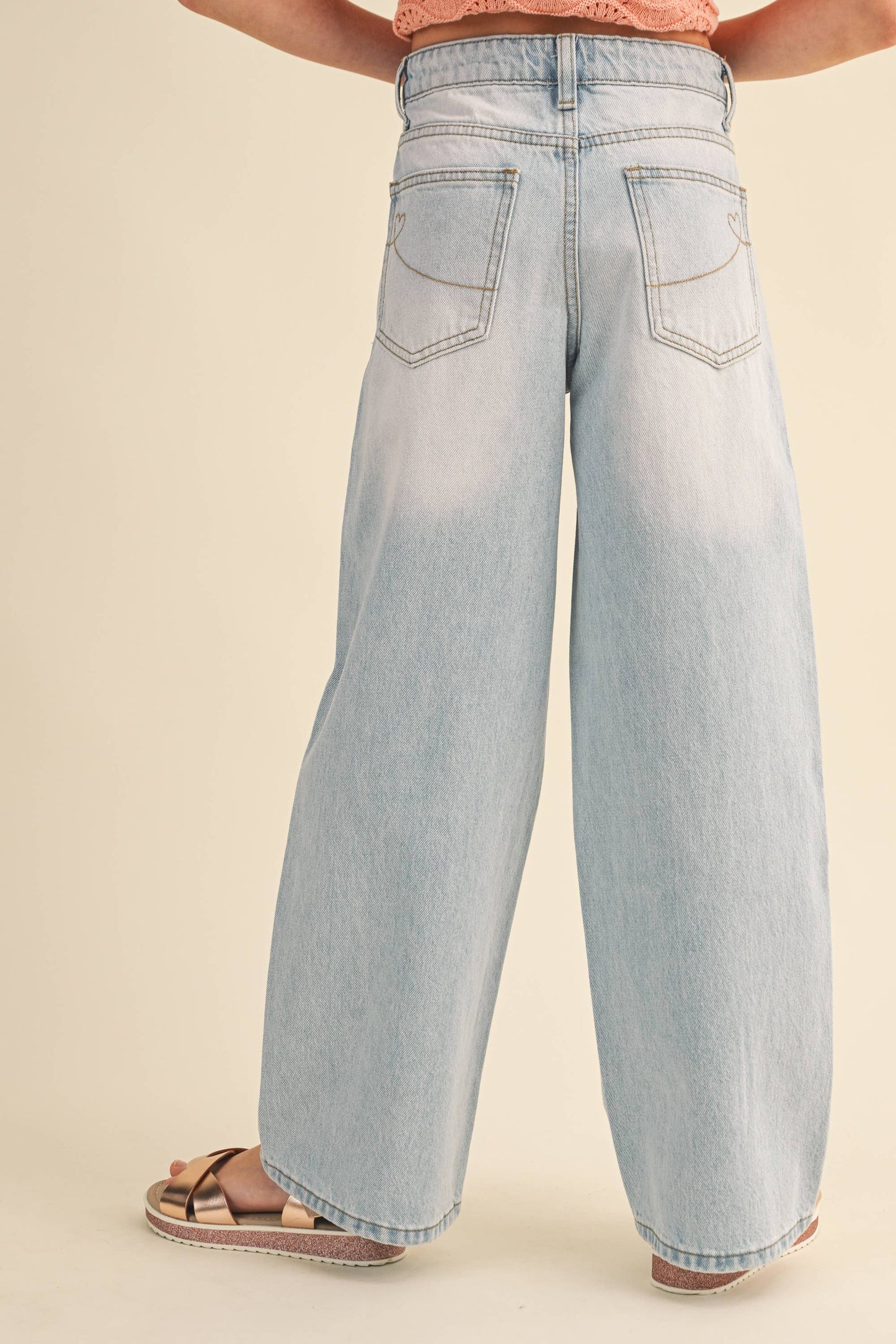 TWEEN KIDS GIRLS WIDE LEG DENIM PANTS (7-14)