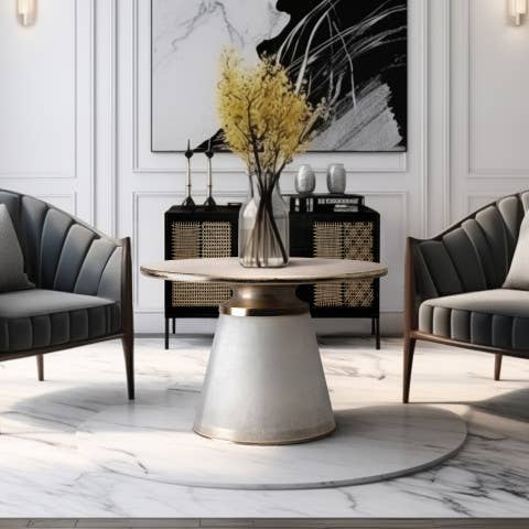 Metal Glass Round Coffee Table Pedestal Base - Clear, 17 in.