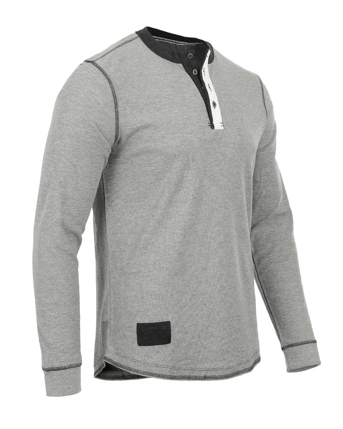 LS608 ZIMEGO Mens Casual Thermal Long Sleeve Henley Shirt