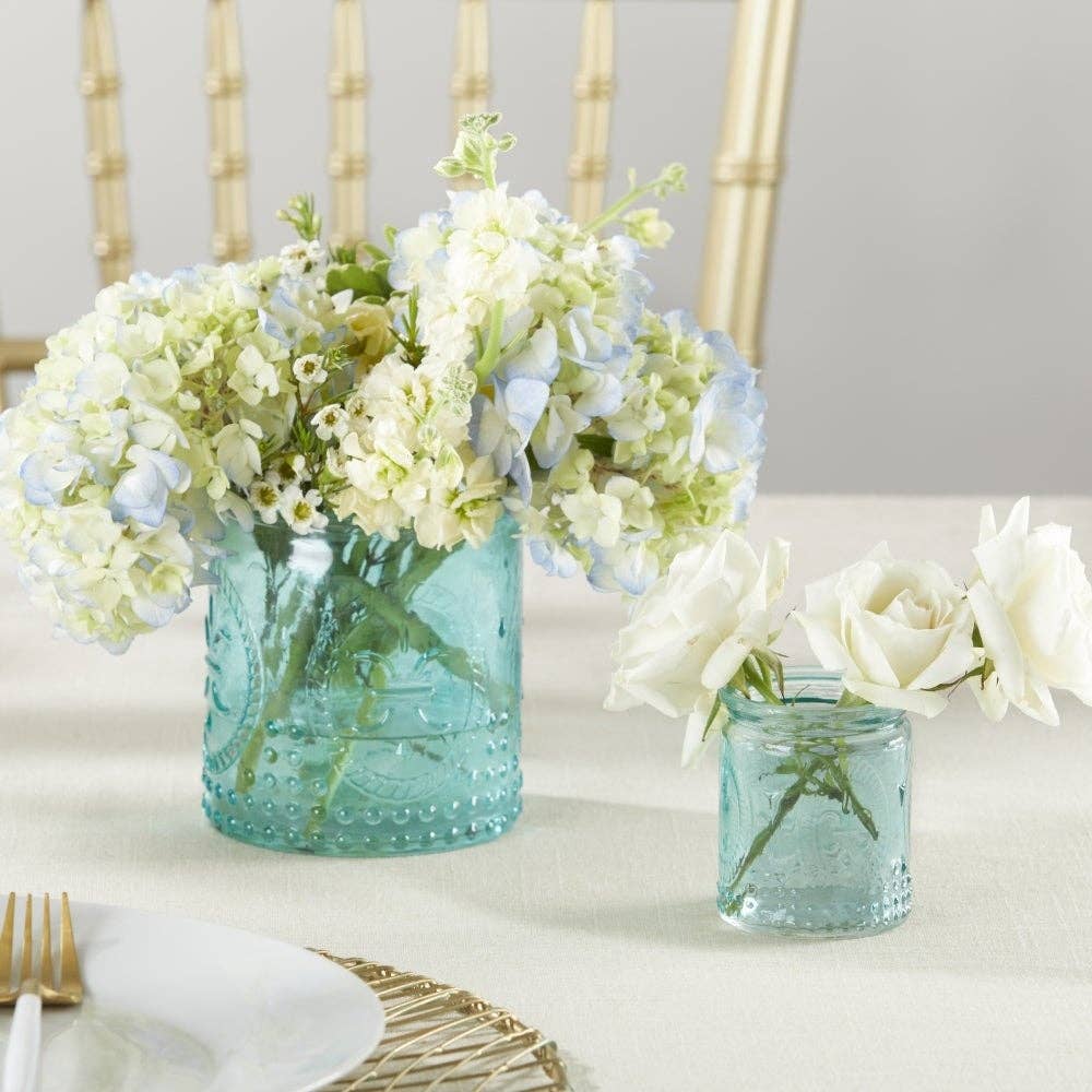 Set of Nesting Vintage Blue Glass Tea Light Holder