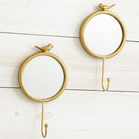 Gold Bird Mirrorwith Hook