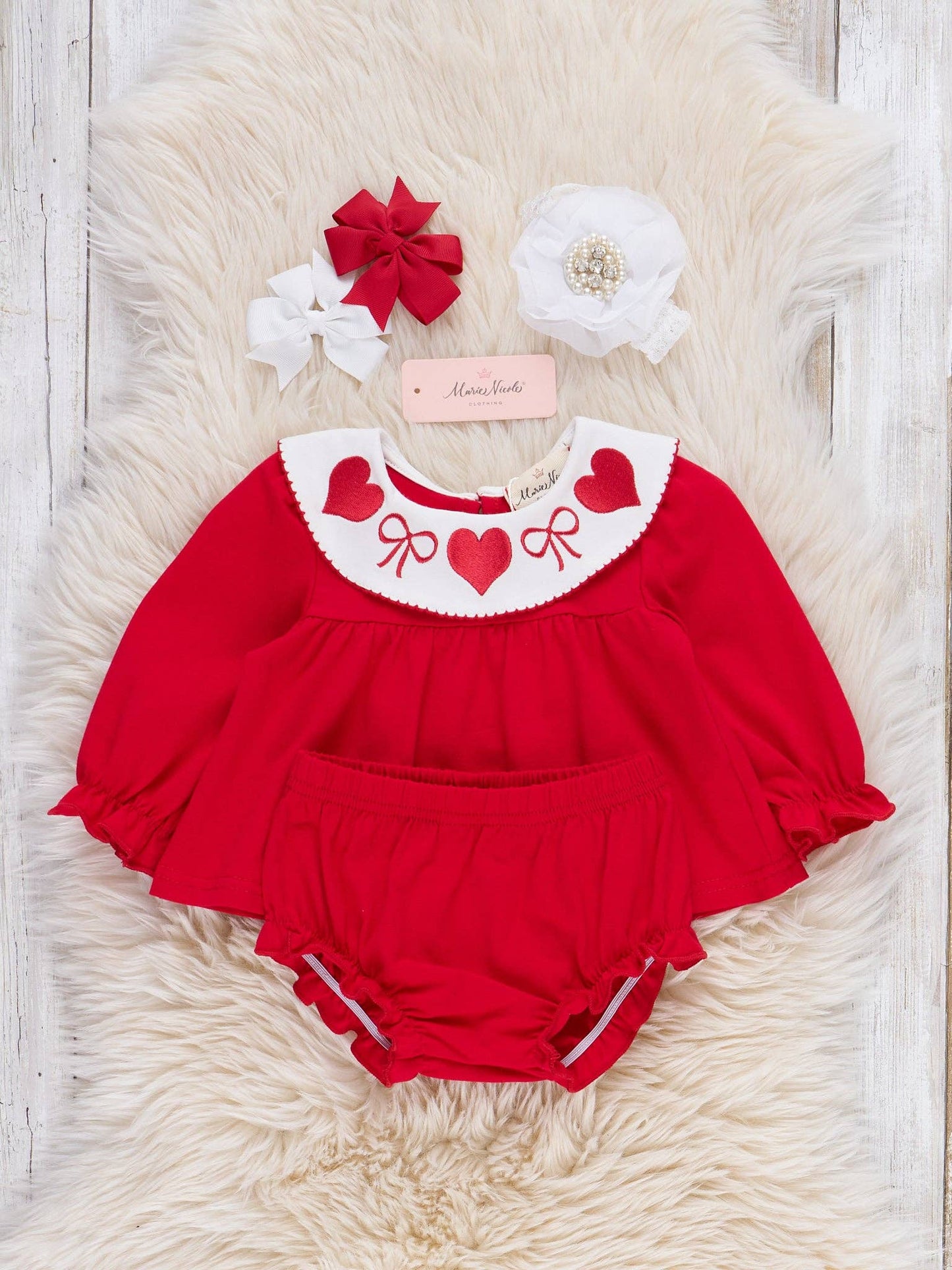 Ribbons & Hearts Embroidered Bloomers Outfit