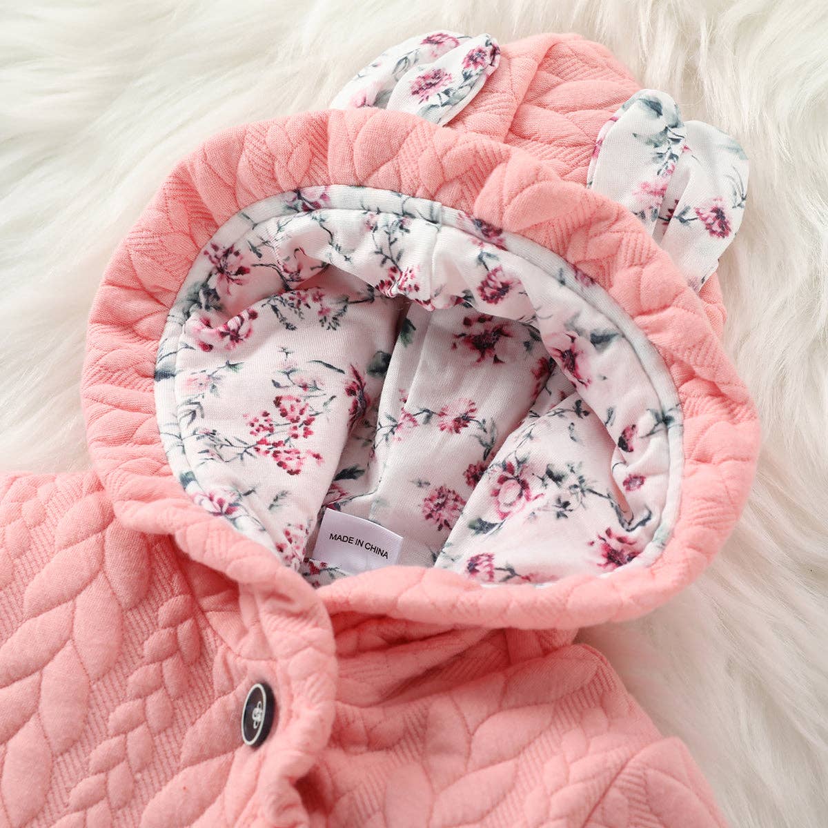 Hooded Baby Onesie with 3D Ears & Thick Lining