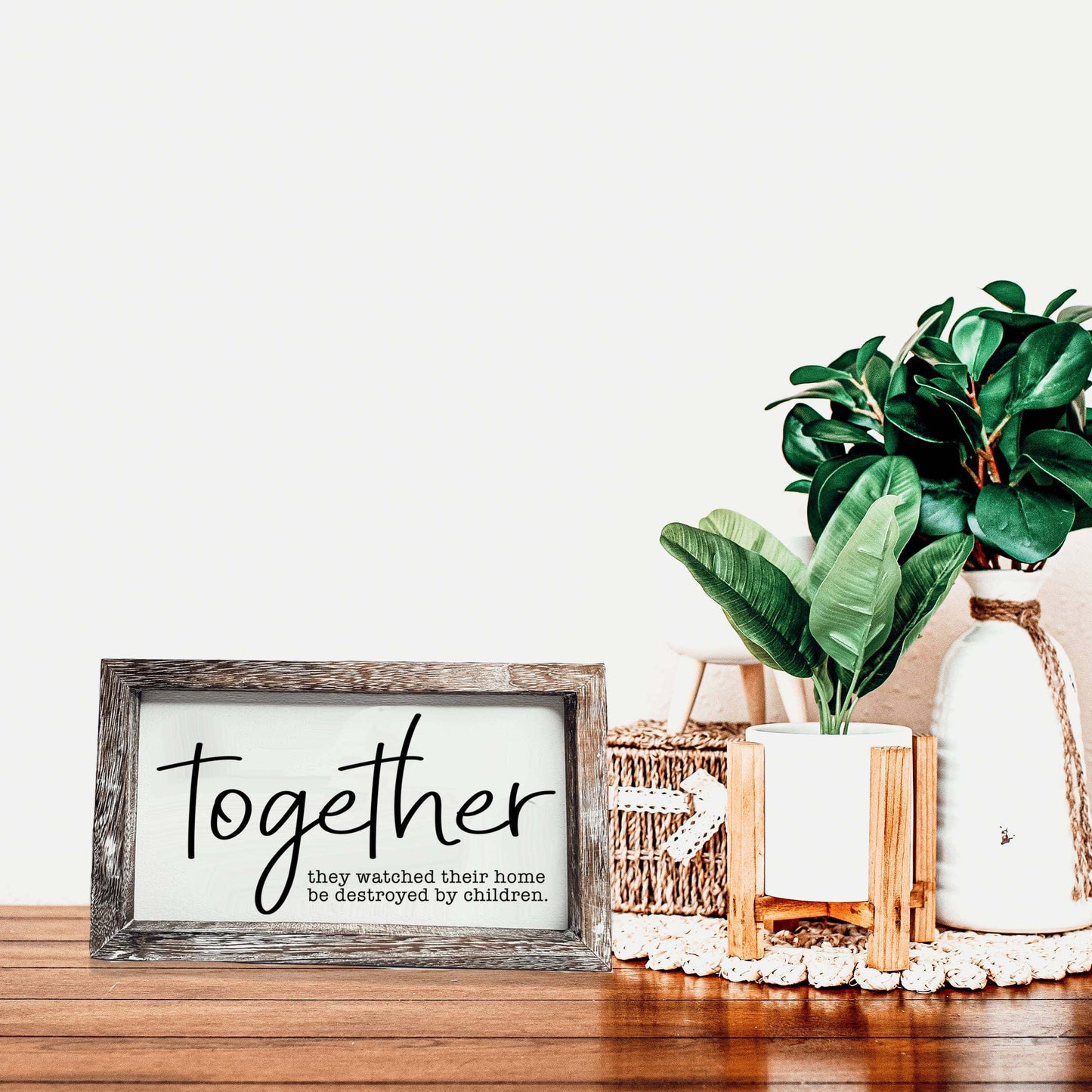 Wooden Sign For Home, Funny Home Decoration Wall + Shelf Art