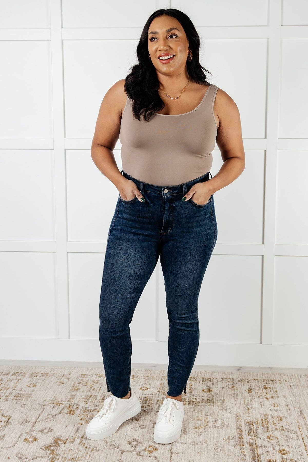 Judy Blue High Rise Control Top Step Hem Skinny Jeans