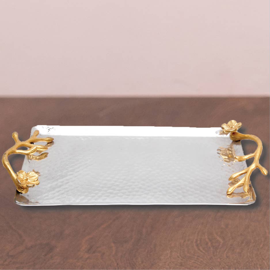 Golden Floral Tray