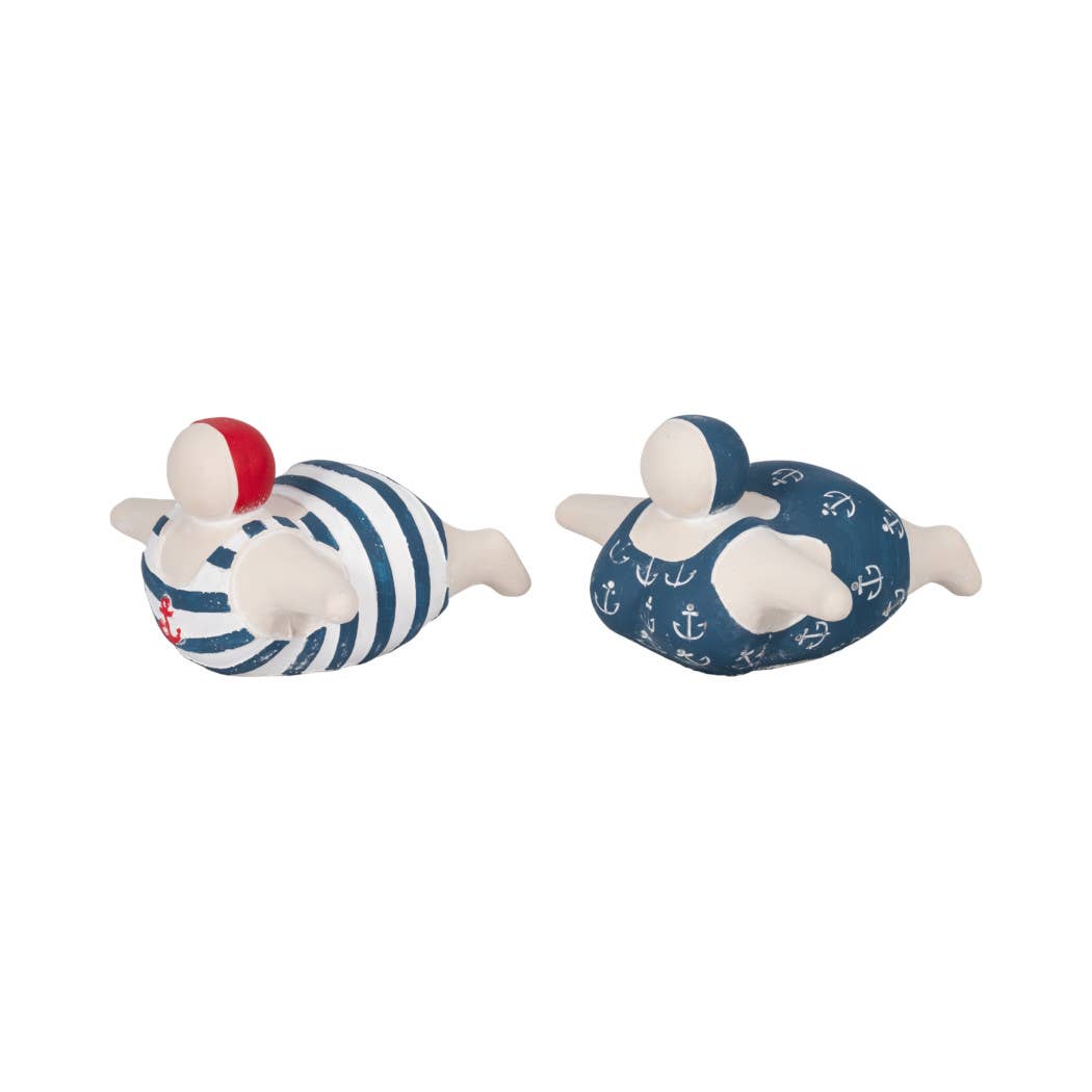 Figurines- Blue Ceramic Bathing Beauties, 7 in.