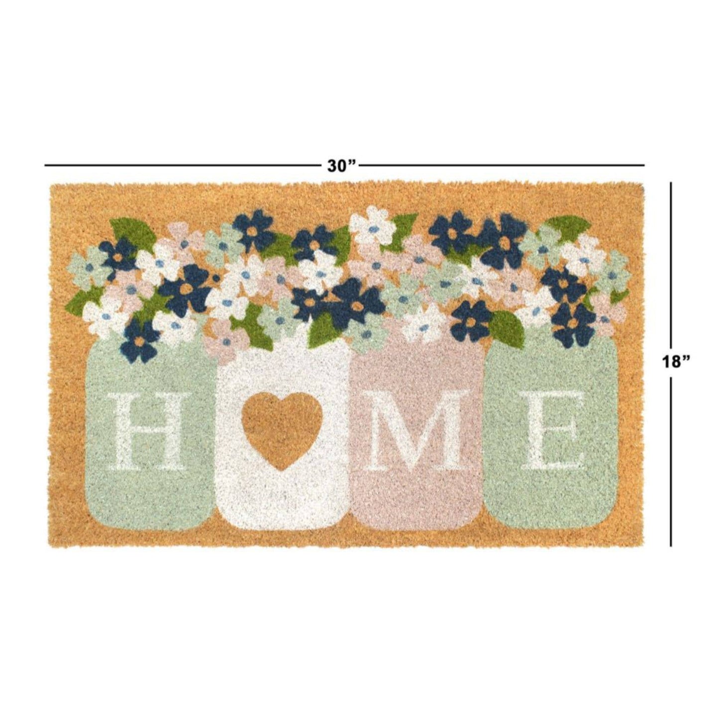 Tufted Home Mason Jar Coir Doormat, 18" x 30"