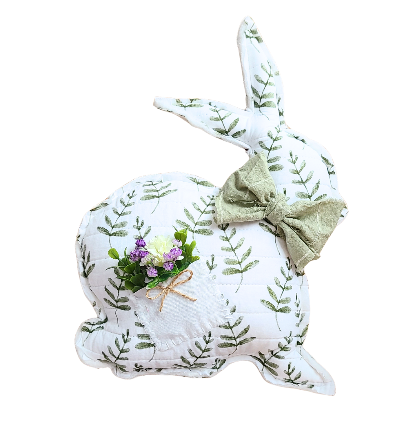 Seamed Floral Bunny Rabbit w/Pocket Flowers Decor