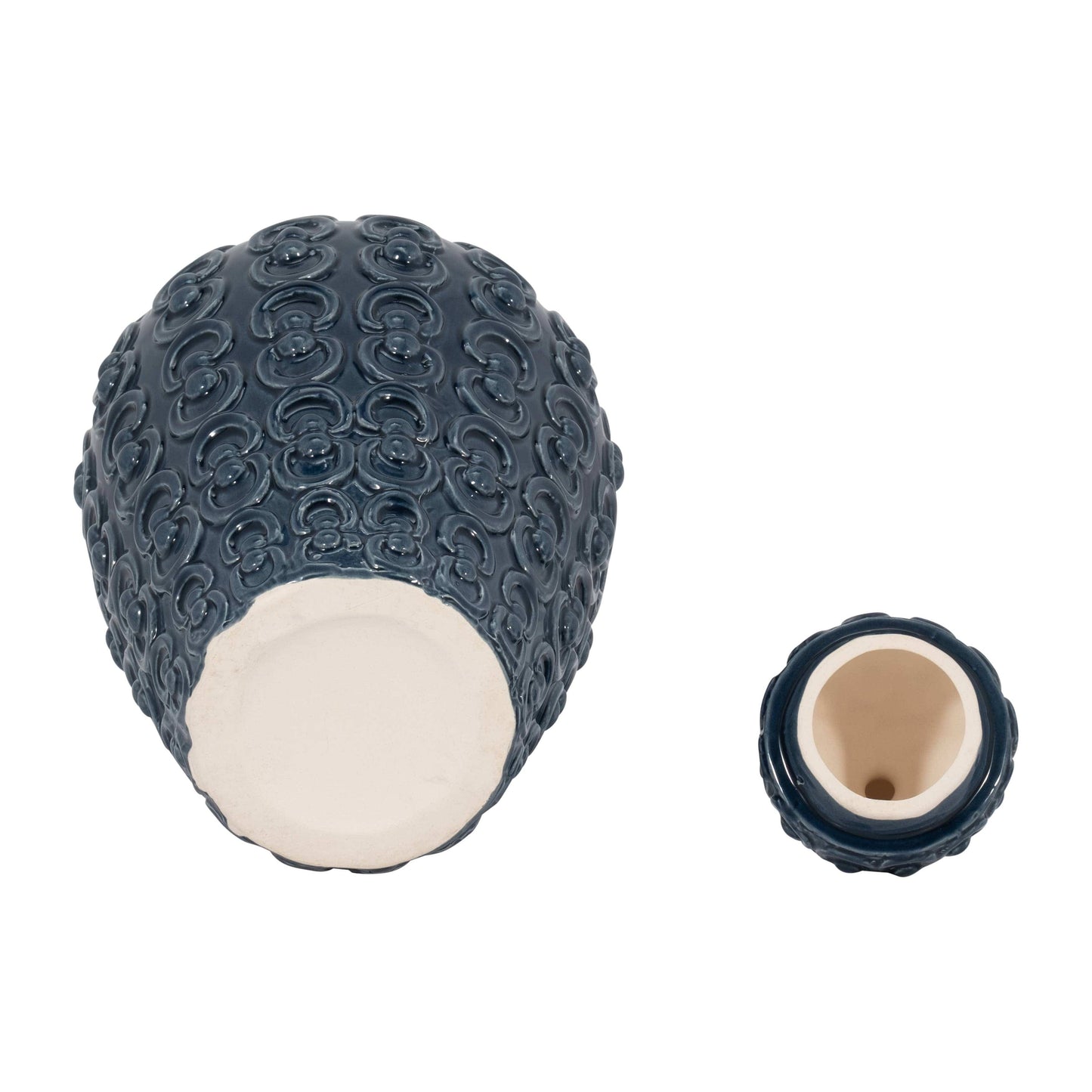 Ceramic Chain Texture Lidded, 12 in.