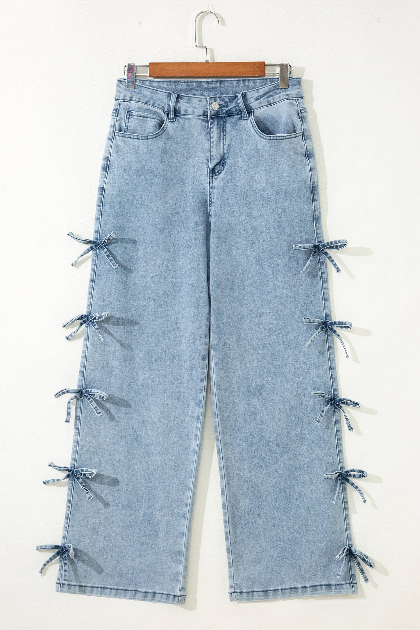 66 Spring 2026 Bow Knot Side Detail Straight Leg Loose Jeans