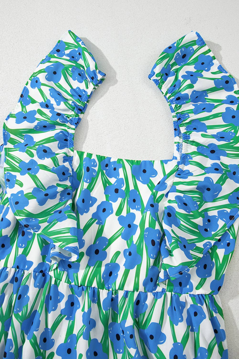 Plus Size Ruffle Trim Square Neck Floral Maxi Dress (S-4X)