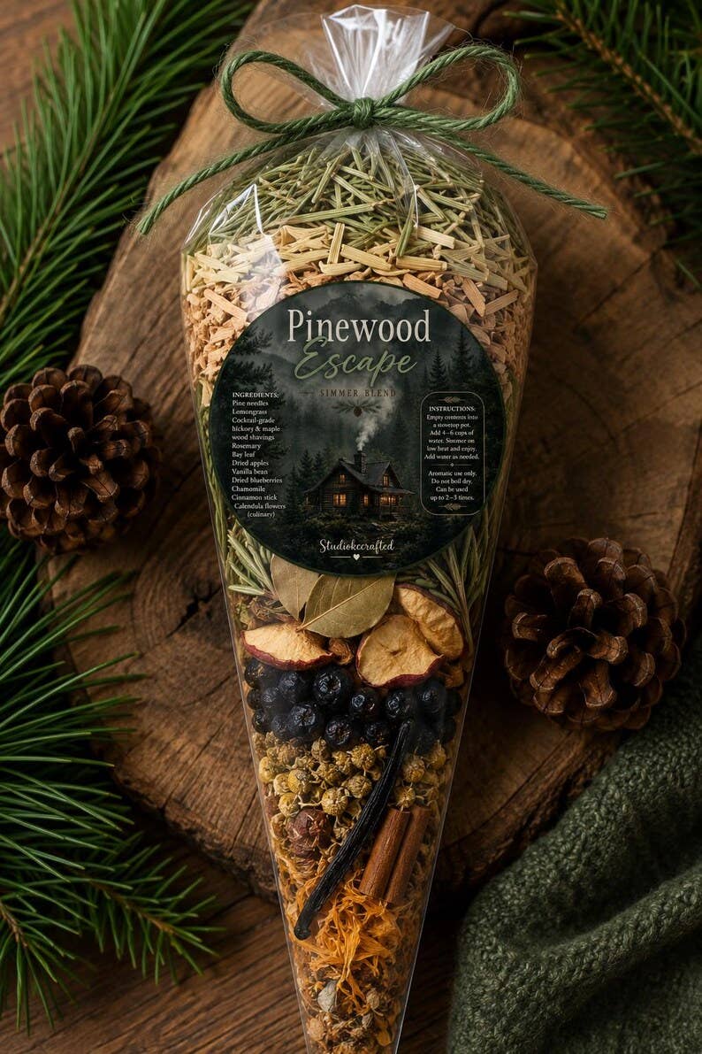 Pinewood Escape Simmer Pot Blend, Mountain Cabin Scent, Woodsy Home Fragrance, Natural Simmer Pot Gift, Rustic Cabin Decor Gift