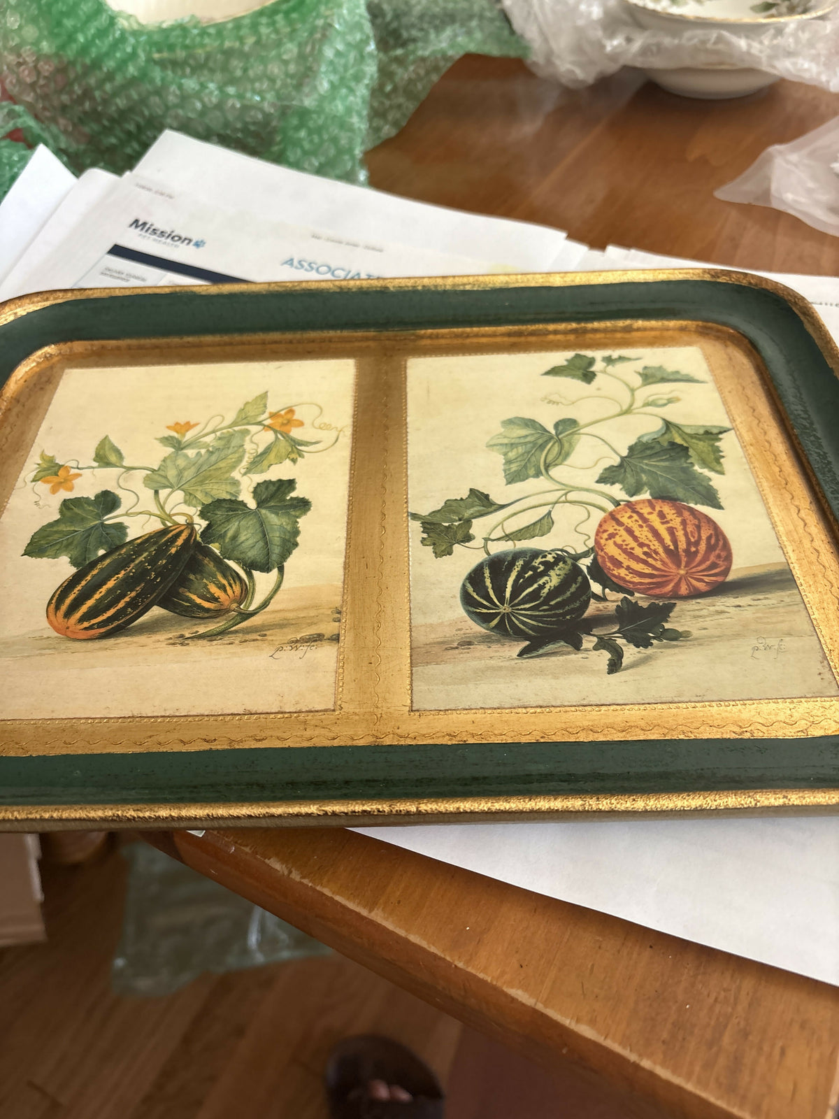 Hand-painted Italian wooden tray