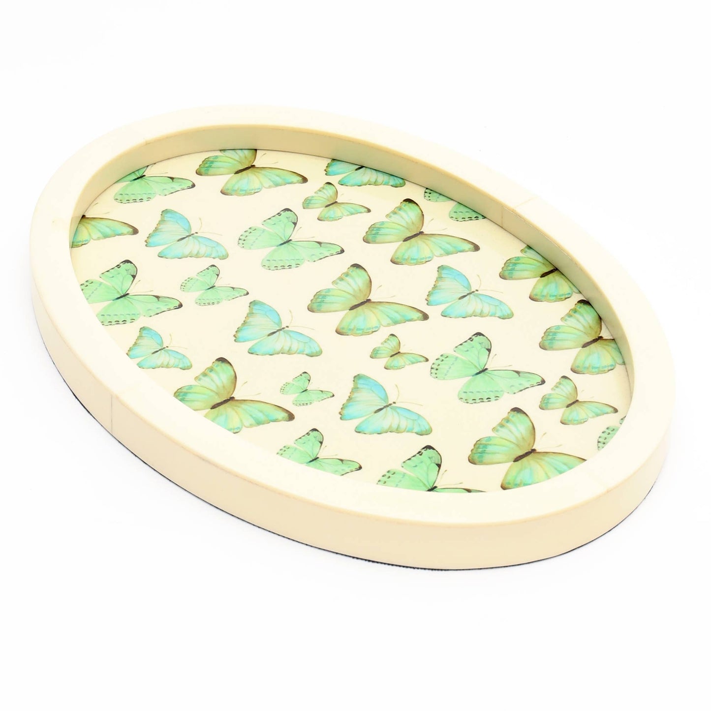 Decorative Oval Shape Ivory Resin Tray - 11.5x8.25x1"