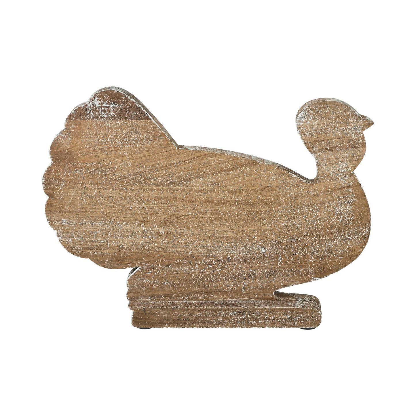 Wood Turkey Figurine, Fall Leaf Tabletop Decor, Thanksgiving Accent, 10x14x2