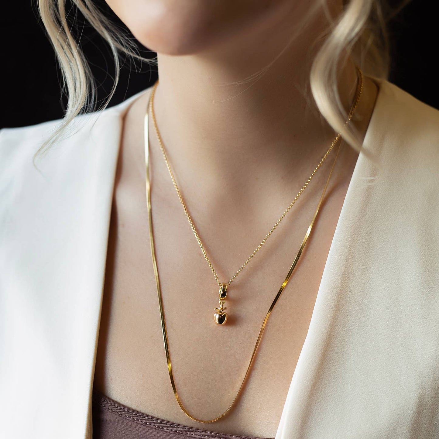 🍎Teacher Gift🍎 Apple Charm, Gold, Charm Bar 